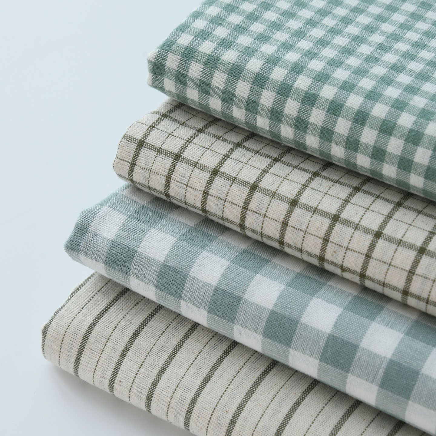 Linen Table Runner - Tkanina vintage w kolorze zielonym, imitująca