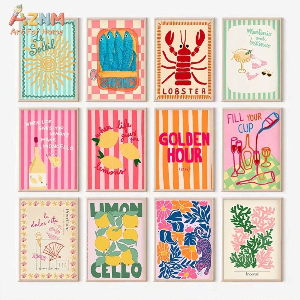 Home Decor Y2K - AZNM Kolorowy Letni Koktajl z Owocami