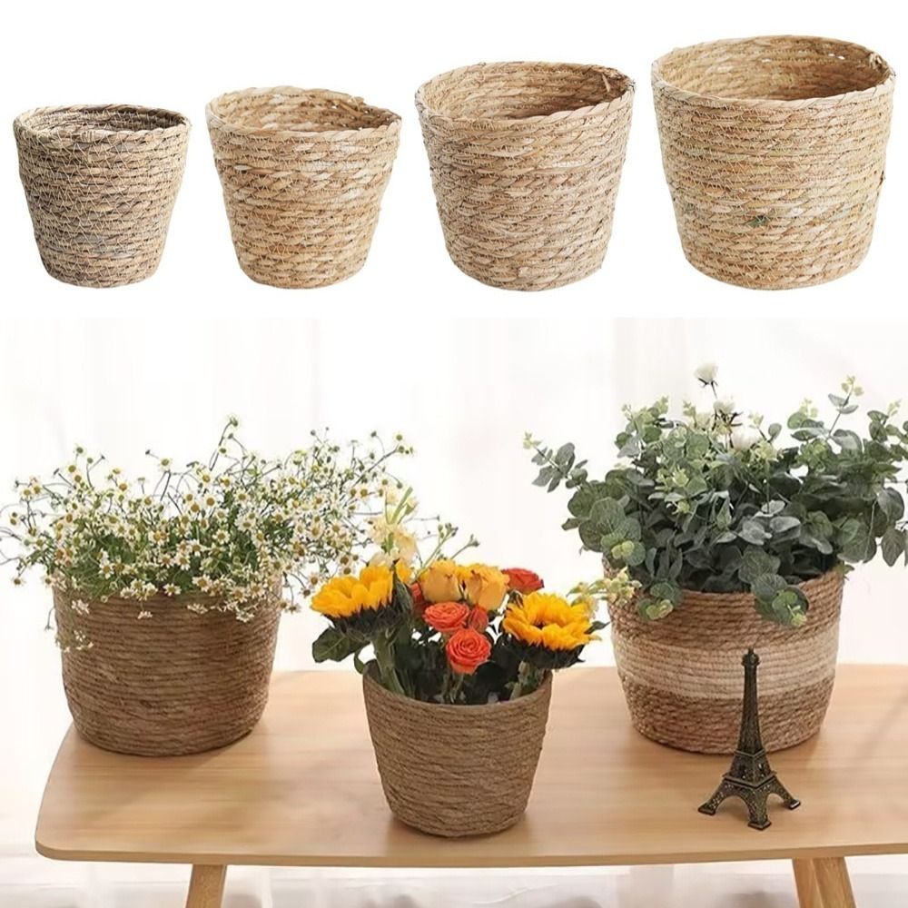 1 szt. Kosz na kwiaty z rattan – Rattan Plant Basket recenzja i cena