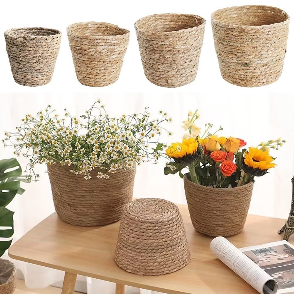 1 szt. Kosz na kwiaty z rattan – Rattan Plant Basket recenzja i cena